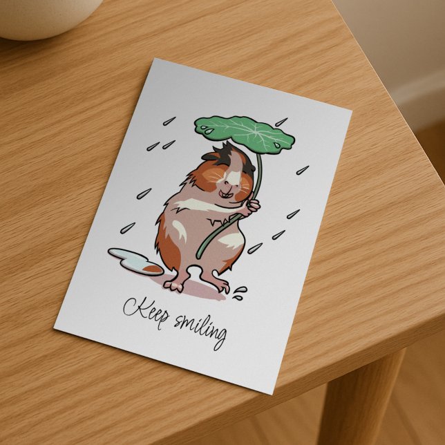 Behalt Lächeln glückliche Guinea Schweinchen genie Postkarte (Von Creator hochgeladen)