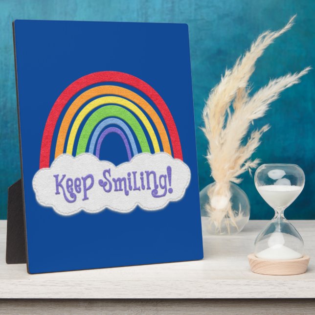 Behalt lächeln! | Regenbogen mit Cloud | Sie anpas Fotoplatte (Seite)