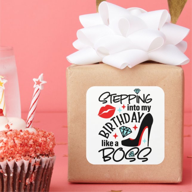 Behalt oder gestalten Sie Ihren eigenen Vierkantau Quadratischer Aufkleber (Party)