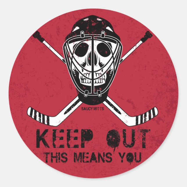 Behalt Out Hockey Goalie Runder Aufkleber (Vorderseite)