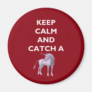 Behalt Ruhe Catch a Einhorn White Schriftart, Retr Magnet