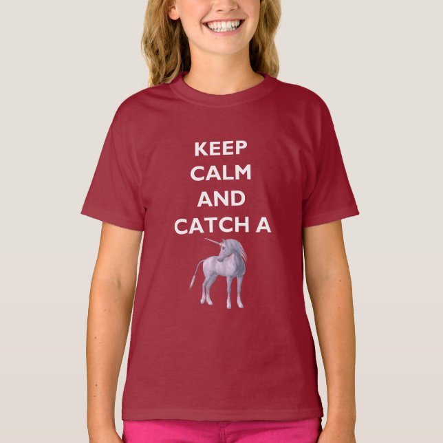 Behalt Ruhe Fang ein Einhorn Girls' Dark T - Shirt (Vorderseite)