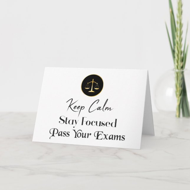 Behalt Ruhe. Fokussiert bleibe. Examen Karte (Vorderseite)