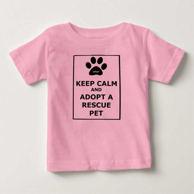 Behalt Ruhe und Adoptier eines Rettungspersonals Baby T-shirt (Vorderseite)