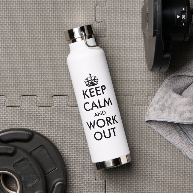 Behalt Ruhe und arbeite lustige Fitness Meme Trinkflasche (Fitnessstudio)