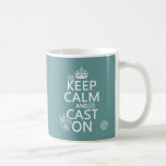 Behalt Ruhe und Cast On - alle Farben Kaffeetasse<br><div class="desc">Dieser liest sich Behalten Calm und Cast On, im Stil des klassischen behalten ruhigen Poster. Zwischen den Briefen sind Silhouetten von Garnbällchen eingeklemmt. Es ist ein wunderschönes Design, das jeder, der Strick Liebe, verehren wird. Sie können die Hintergrundfarbe sehr einfach ändern, einfach drücken, anpassen. Wenn Sie andere Änderungen wünschen -...</div>