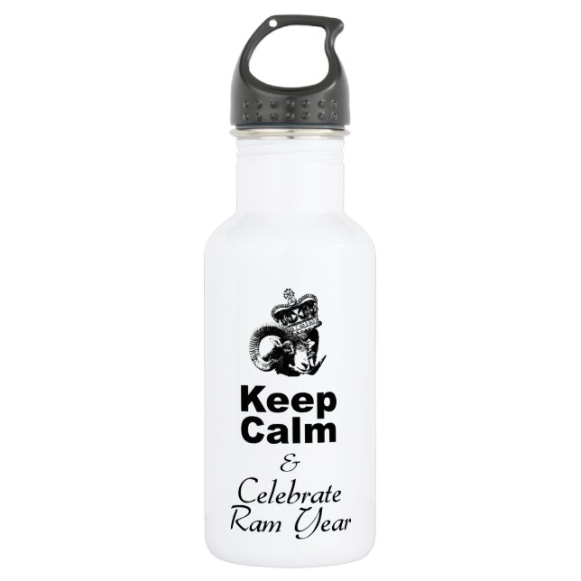 Behalt Ruhe und Celebrate Ram Year 2015 Edelstahlflasche (Vorderseite)