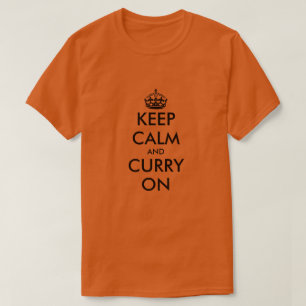 Behalt Ruhe und Curry beim Kochen im Shirt