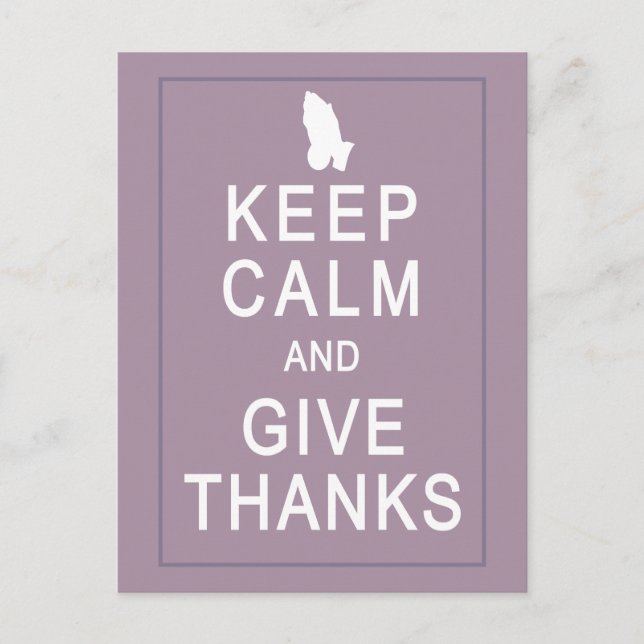 Behalt Ruhe und danke mit Praying Hands Postkarte (Vorderseite)