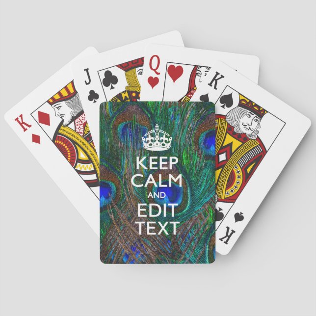 Behalt Ruhe und deinen Text auf Pfauenfedern Spielkarten (Rückseite)