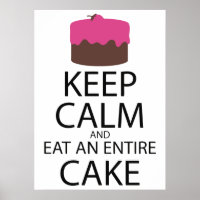 Behalt Ruhe und esse einen ganzen Kuchen