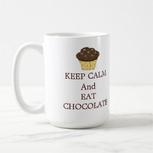 Behalt Ruhe und essen Schokolade Kaffeetasse