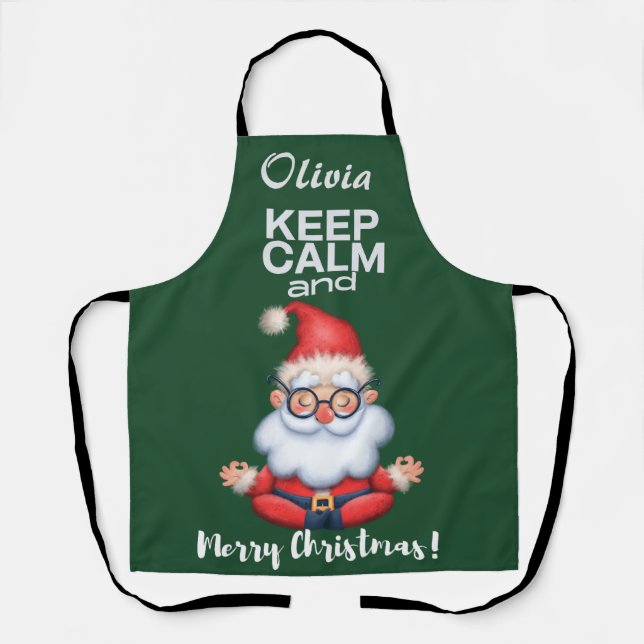 Behalt Ruhe und frohe Weihnachten Personalisierter Schürze (Vorderseite)