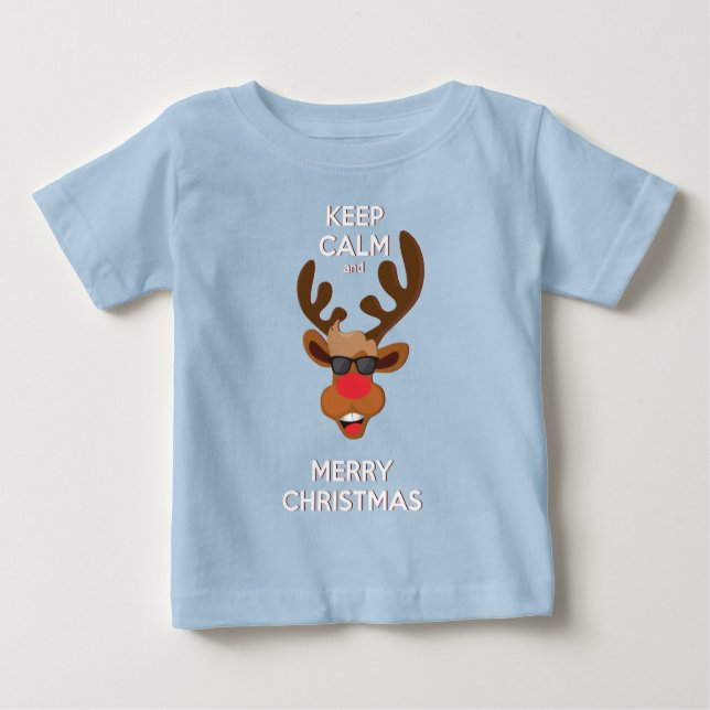 Behalt Ruhe und fröhliche Weihnachtsbaume | Urlaub Baby T-shirt (Vorderseite)