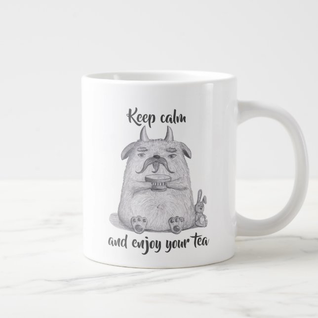 Behalt Ruhe und genieße dein Tee/ Personalisiert/  Jumbo-Tasse (Rechts)