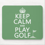 Behalt Ruhe und Golf spielen - alle Farben Mousepad<br><div class="desc">Das ist das traditionelle Poster, das in "Behalt Calm and Play Golf" umformuliert wurde. Hervorragende Worte zum Leben! Neben den Wörtern ist eine kleine Fahne. Es ist ein beliebtes Design, geliebt von Golfern und Golffans. Es ist mit einer breiten Produktpalette erhältlich und bietet großartige Geschenke und Geschenke für Golfliebhaber. Wenn...</div>