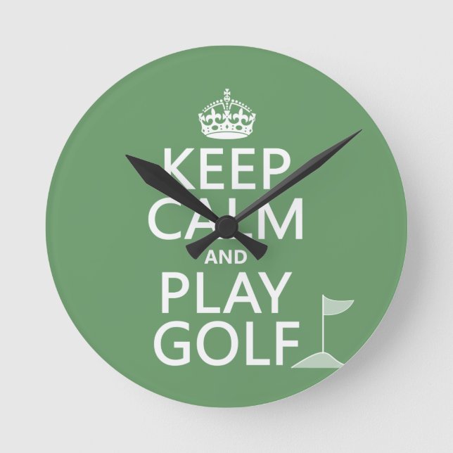 Behalt Ruhe und Golf spielen - alle Farben Runde Wanduhr (Vorderseite)