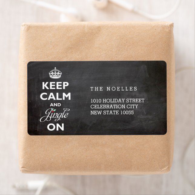 Behalt Ruhe und Jingle auf Chalkboard Funny Holida (Insitu)