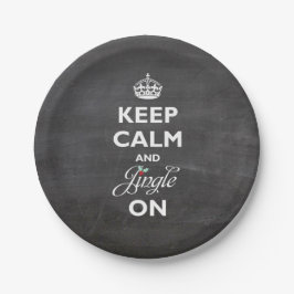 Behalt Ruhe und Jingle auf Chalkboard Funny Holida Pappteller