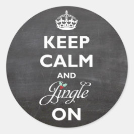 Behalt Ruhe und Jingle auf Chalkboard Funny Holida Runder Aufkleber