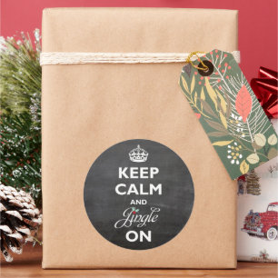 Behalt Ruhe und Jingle auf Chalkboard Funny Holida Runder Aufkleber