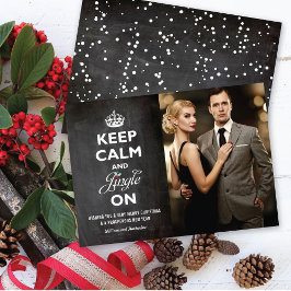 Behalt Ruhe und Jingle auf Chalkboard Weihnachts-F Feiertagskarte