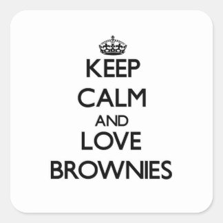 Behalt Ruhe und Liebe Brownies Quadratischer Aufkleber