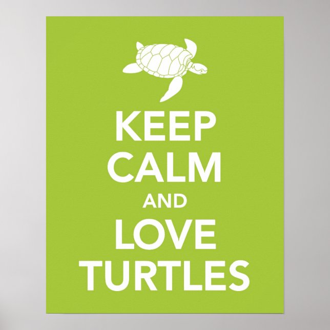 Behalt Ruhe und Liebe Schildkröten drucken Plakat (Vorne)