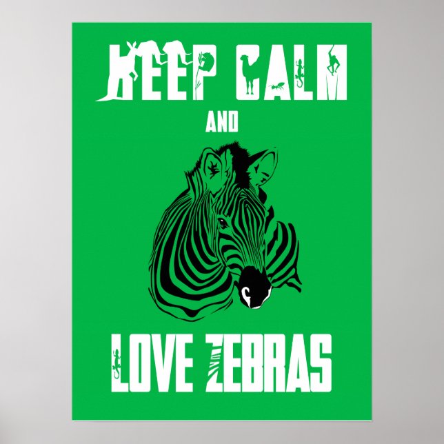 Behalt Ruhe und Liebe Zebras Fun Animal Poster Pri (Vorne)