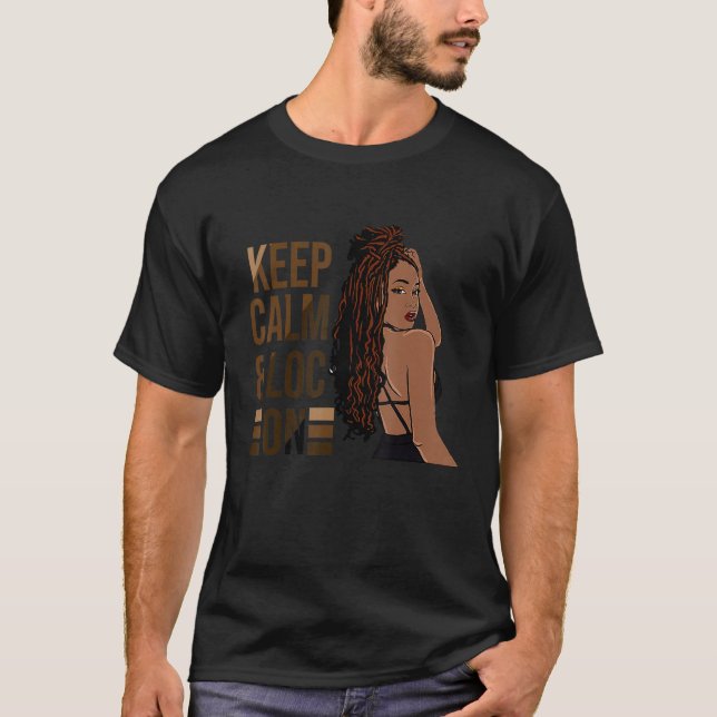 Behalt Ruhe und Loc auf Afro Puff Black Women T-Shirt (Vorderseite)