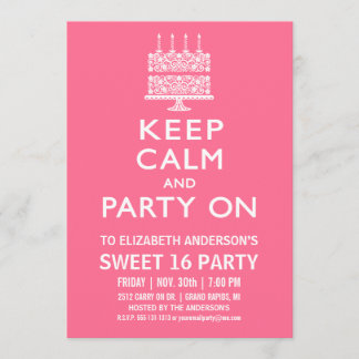 Behalt Ruhe und Party am 16 . Geburtstag Geburtsta Einladung
