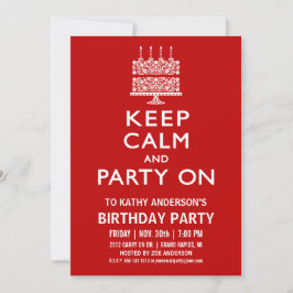 Behalt Ruhe und Party am Geburtstag Einladung