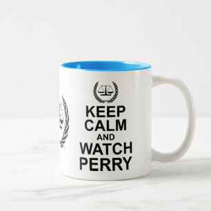 Behalt Ruhe und Perry Rechtlicher Spaß Zweifarbige Tasse