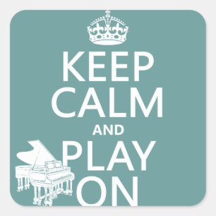 Behalt Ruhe und Play On (Klavier) (beliebige Hinte Quadratischer Aufkleber