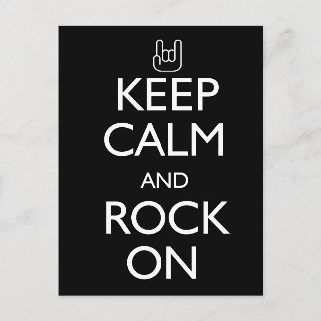 Behalt Ruhe und Rock On Postkarte (Vorderseite)