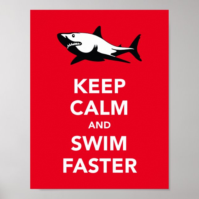 Behalt Ruhe und schwimme schneller Poster (Vorne)