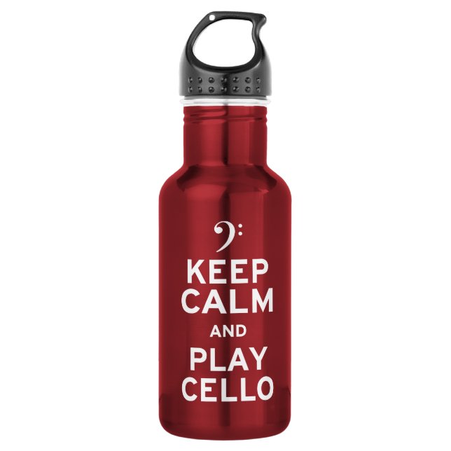 Behalt Ruhe und spiele Cello Edelstahlflasche (Vorderseite)