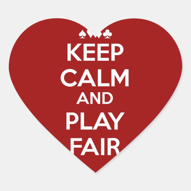 Behalt Ruhe und spiele fair Herz-Aufkleber (Vorderseite)