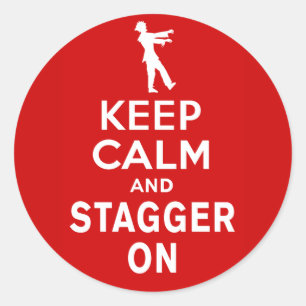 Behalt Ruhe und Stagger beim Zombie Design Runder Aufkleber