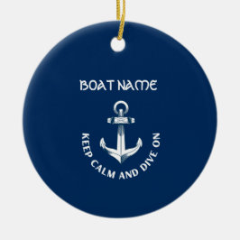 Behalt Ruhe und tauche auf, Anchor Navy Blau Keramik Ornament