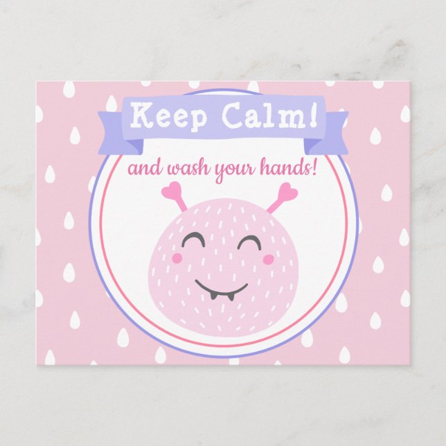 Behalt Ruhe und wasche dir die Hände! Stopp des Co Postkarte (Vorderseite)