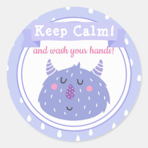 Behalt Ruhe und wasche dir die Hände! Stopp des Co Runder Aufkleber
