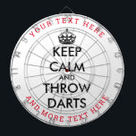 Behalt Ruhe und wirf Dart-Dart-Dart-Dart-Dart Dartscheibe<br><div class="desc">Behalt ruhig und wirf Dart lustige,  benutzerdefinierte Dartboard. Personalisiertes Dartboard Spiel mit Ihrem lustigen Text. Spaß Geburtstag Geschenk Idee für Kinder und Erwachsene. Trendy Wanddekoration Ideen für Zuhause,  Pub,  Auto,  Café,  Restaurant,  menschliche Höhle,  Büro und andere Orte zum Entspannen. Moderne Typografie-Vorlage mit Krone. Benutzerdefinierte Farben.</div>