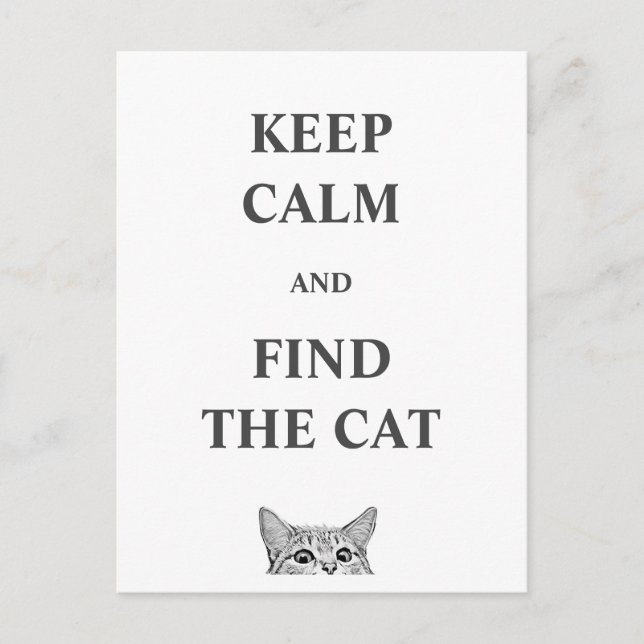 Behalt ruhig und finde die Katze Postkarte (Vorderseite)