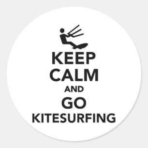 Behalt ruhig und gehe Kitesurfing Runder Aufkleber