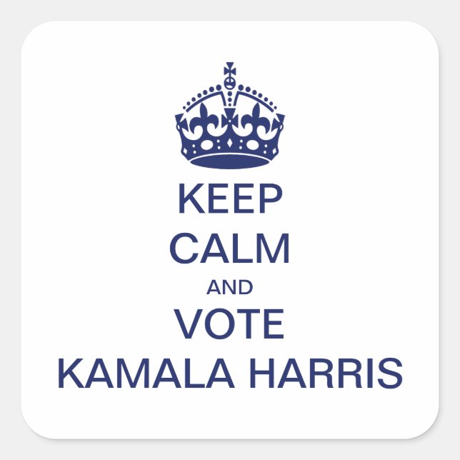 Behalt ruhig und stimme Kamala Harris Quadratischer Aufkleber (Vorderseite)