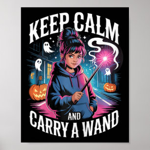 Behalt ruhig und trage ein Wand Teen Girl Hallowee Poster