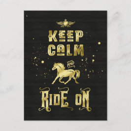 Behalt und Fahrt auf GoldpferdTypografie Postkarte