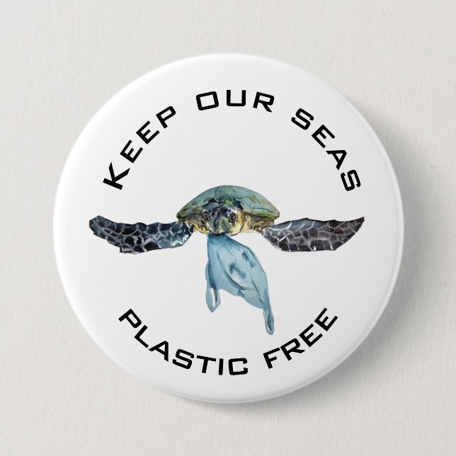 Behalt unsere glasfreie Aquarellschildkröte Button (Vorderseite)
