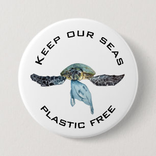 Behalt unsere glasfreie Aquarellschildkröte Button